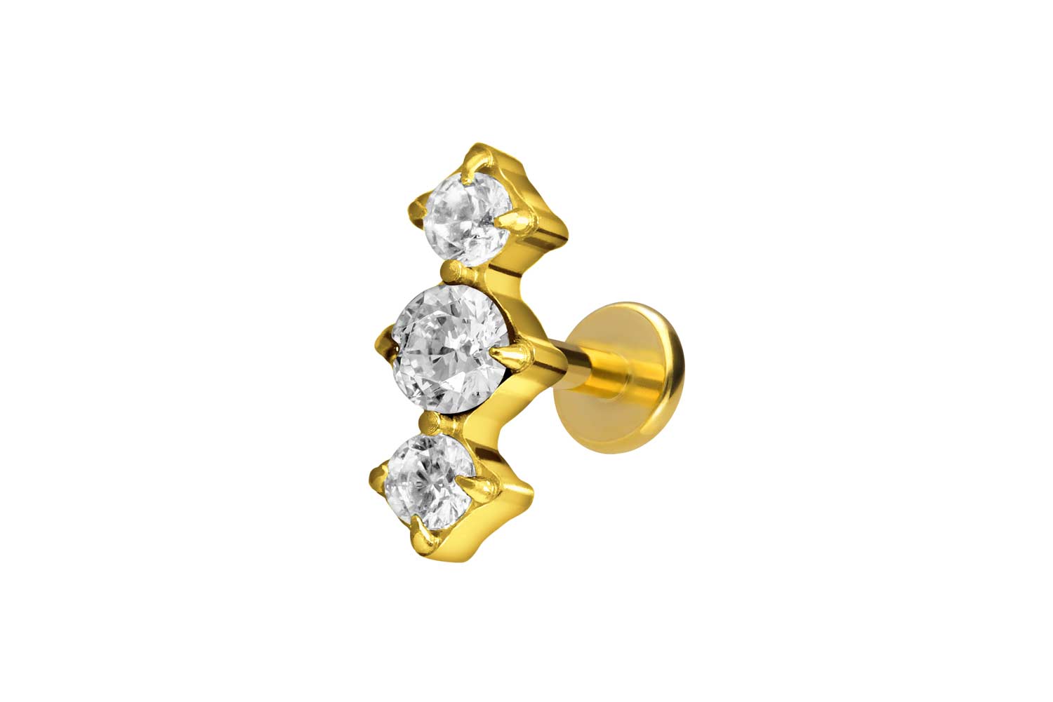 Titan Labret Piercing mit Innengewinde 3 EINGEFASSTE KRISTALLE